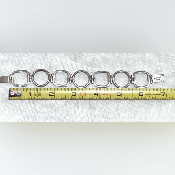 925 sterling Silver Geometric Link Bracelet - Picture 3 of 10